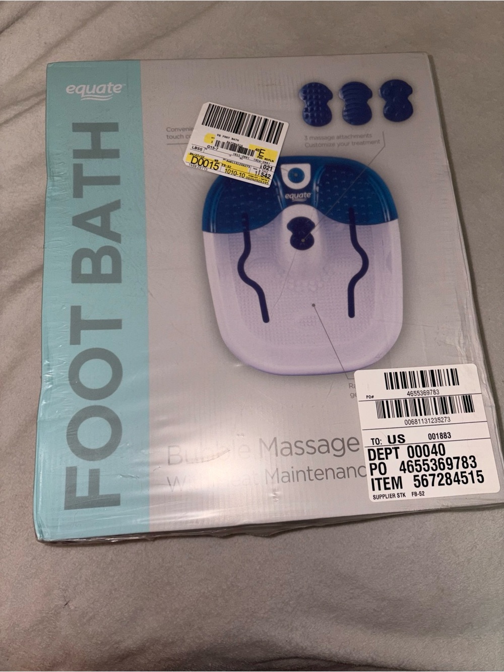 Equate Blue and White Foot Bath with Bubble Massage and Interchangeable Nodes